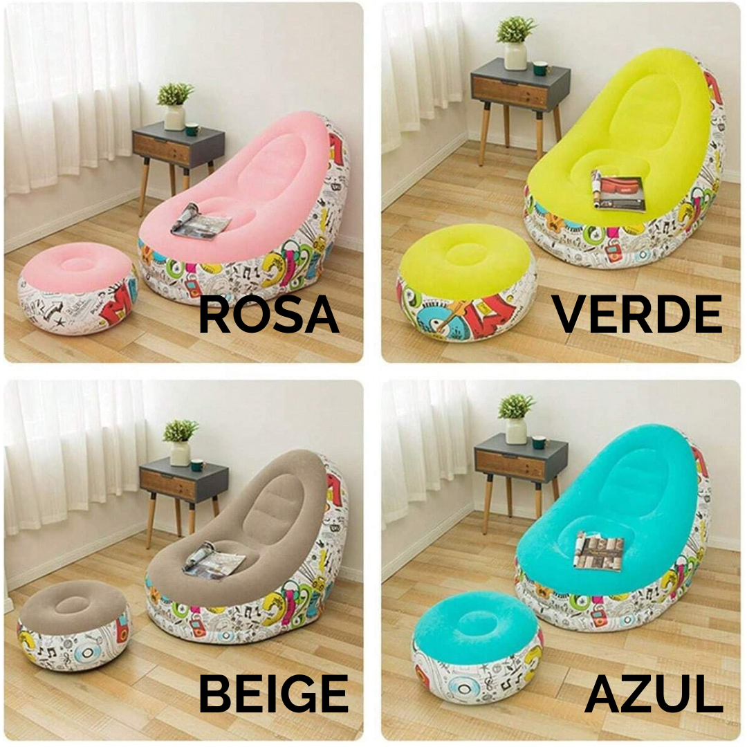 Sofá Inflable Puff + Reposapies | 50% De Descuento + Envío Gratis