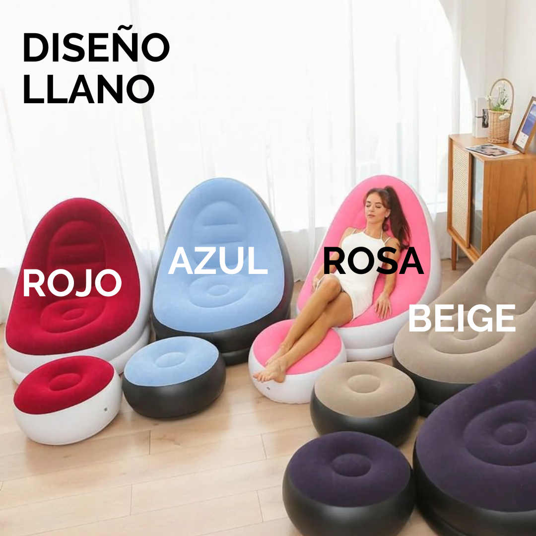Sofá Inflable Puff + Reposapies | 50% De Descuento + Envío Gratis