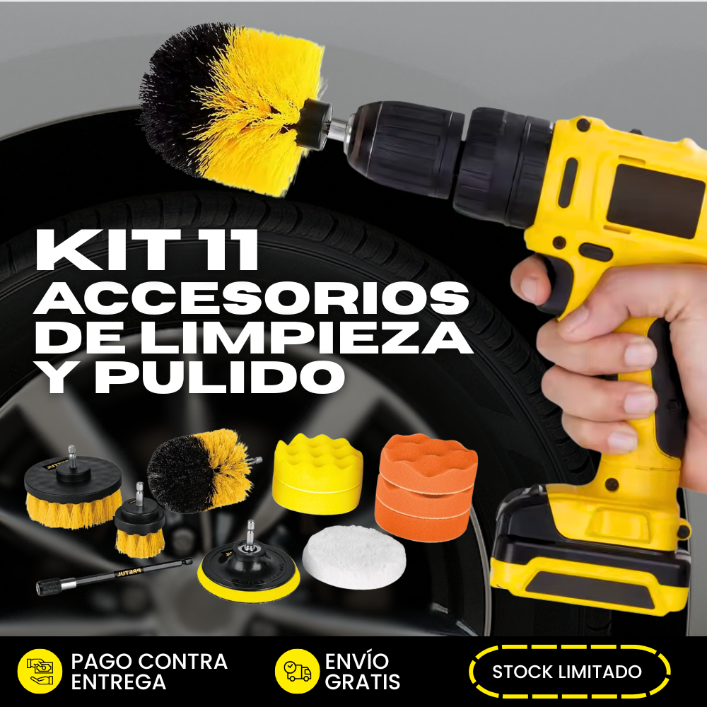 Kit 11 Accesorios De Limpieza Y Pulido Para Taladro | 50% Off + Envío Gratis