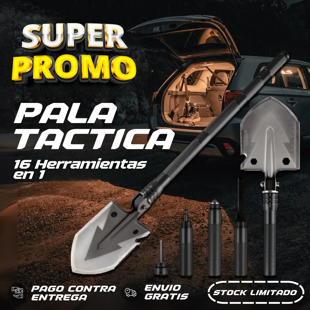 Pala Táctica De Supervivencia 16 en 1 - 50% De Descuento + Envío Gratis