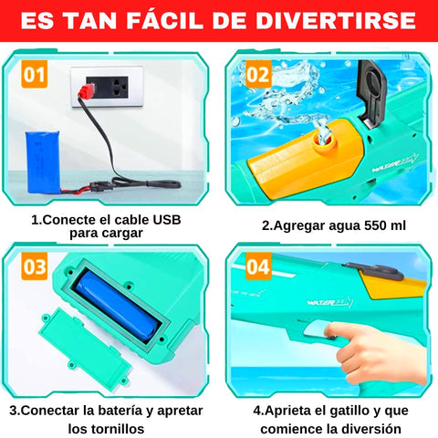 SHARKS PISTOLA DE AGUA ELÉCTRICA AZUL | 50% DE DESCUENTO + ENVÍO GRATIS