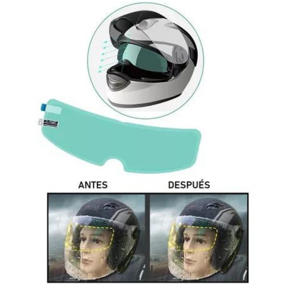 Sticker Anti Lluvia Y Anti Empañante para Casco de Moto 2 x 1 | 50% De Descuento