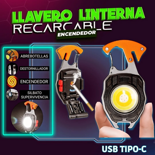 LLAVERO LINTERNA RECARGABLE MULTIFUNCIONAL