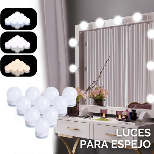 LUCES LED PARA ESPEJO x 10 BOMBILLOS | 50% DE DESCUENTO + ENVÍO GRATIS