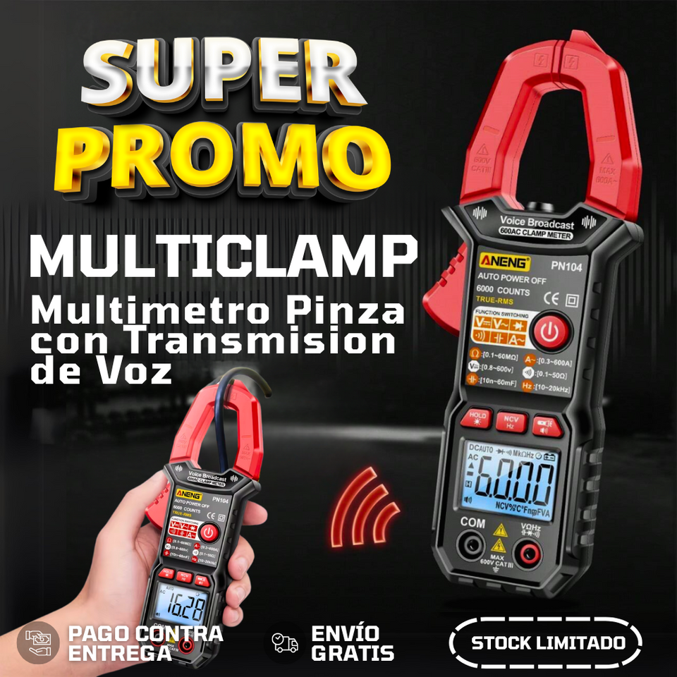 MultiClamp | Multímetro de Pinza con Transmisión de Voz - Envío Gratis