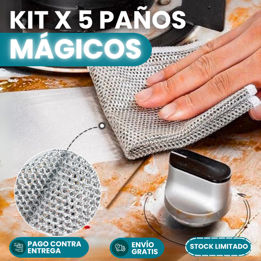 KIT X 5 PAÑOS MÁGICOS DE ALAMBRE PARA LIMPIEZA | 50% OFF + ENVÍO GRATIS