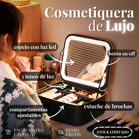 Mirror Glow | Cosmetiquera De Lujo Con Espejo Led + Envío Gratis