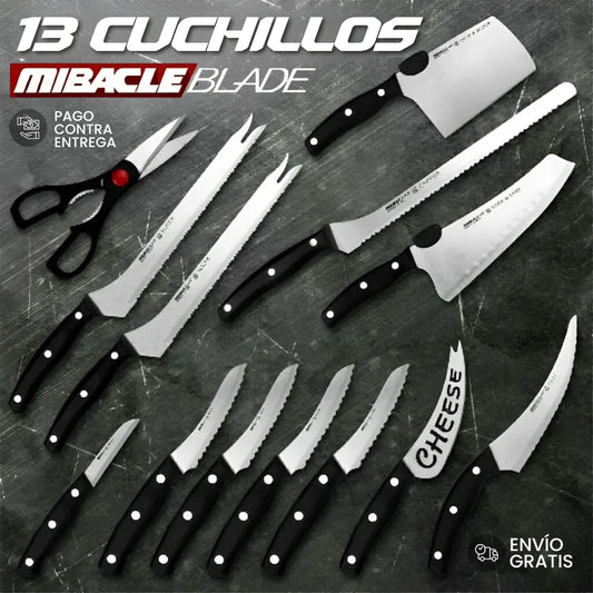 Set 13 Cuchillos Profesionales En Acero Inoxidable | 50% De Descuento