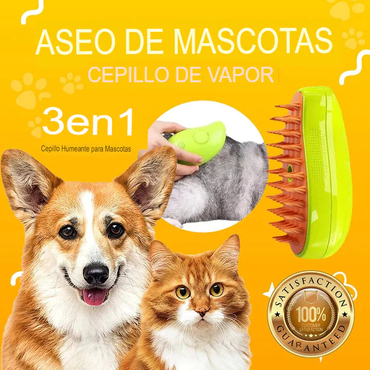 CEPILLO VAPOR 3 EN 1 PARA MASCOTAS | 50% DE DESCUENTO + ENVÍO GRATIS